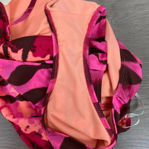 Aerie Pink Tie Dye One Shoulder Full Coverage One Piece Swimsuit Sz.L Long NWT - Picture 15 of 16